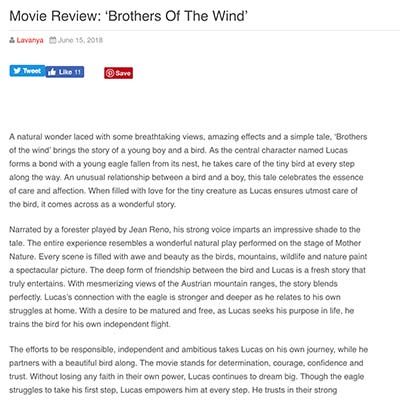 Movie Review: ‘Brothers Of The Wind’